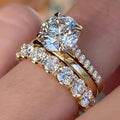 Three-Piece Zircon Stacking Ring Set in Gold & Silver