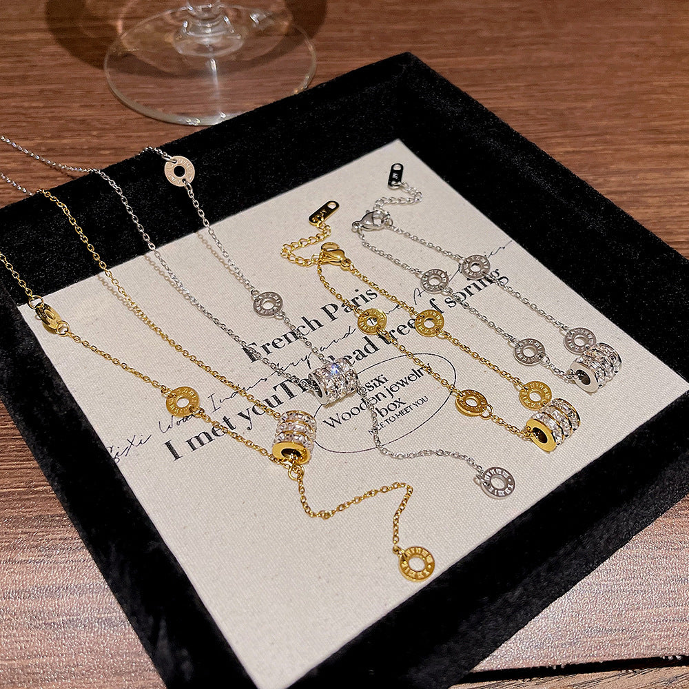 Round Charm Necklace & Bracelet in Gold and Silver
