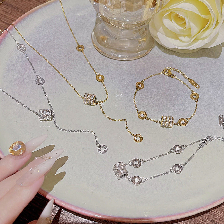 Round Charm Necklace & Bracelet in Gold and Silver